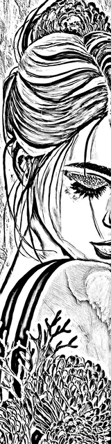 Free colorable bookmarks of a mermaid with coral on her shoulder